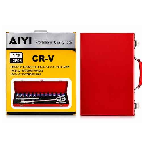 AIYI 24pc 1/2" Socket set and Metal Storage Case