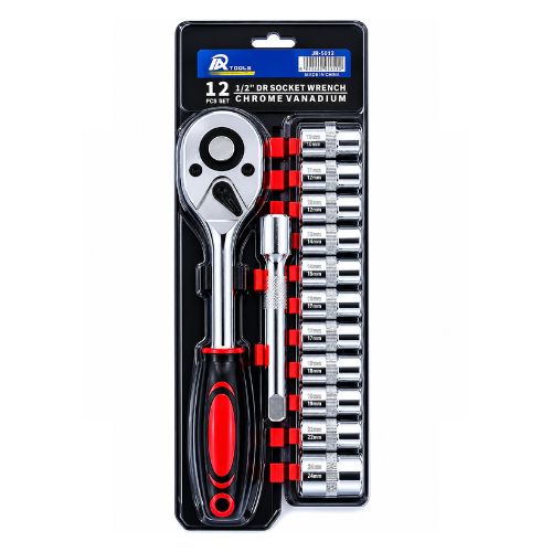 12 Piece 1/2" Socket Wrench Chrome Set