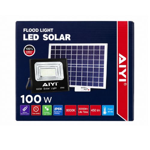 100W Solar LED Flood Light Kit